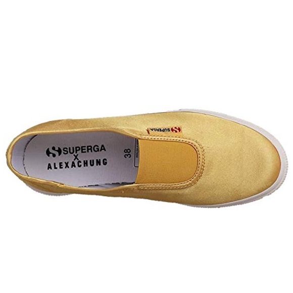 SUPERGA X ALEXA CHUNG MUSTARD SATIN SHOES - Picture 4 of 7